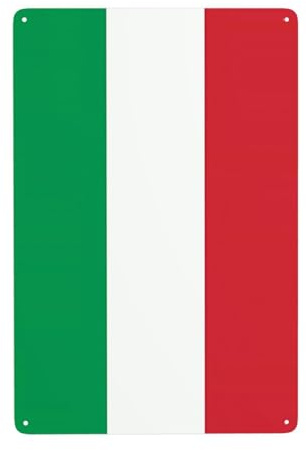 MKGOHLG Peinture décorative imprimée drapeau de l'Italie 20,3 x 30,5 cm. Fabriqué en fer blanc, résistant à l'usure et durable