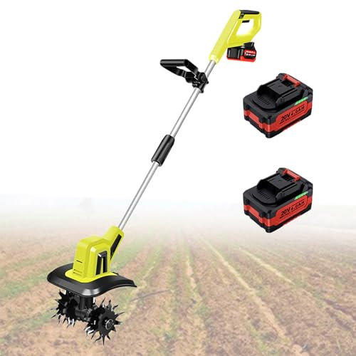 LwiftGal Cordless Garden Rotavator - Powerful Soil Cultivator Garden Tool - with Lithium Battery and Fast Charger for Lawn/Gardening/Soil Cultivation 2batteries
