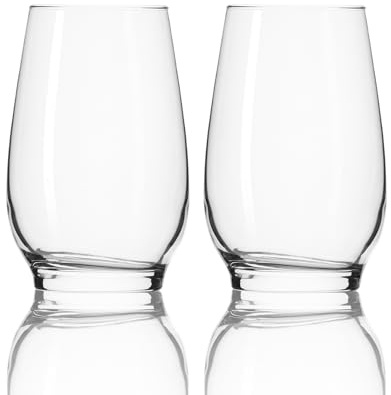 Cristal D'arques Ultime Tall Tumblers Set of 2-370ml Cut-Glass Design, Dishwasher Safe, Weighted Base - Elegant Crystal-Like Glasses for Drinks and Cocktails