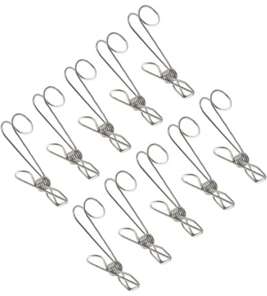 ROMISBABA 10pezzi Mollette in Acciaio Resistente Morsetti Per Appendere Con Gancio Per Casa Cucina Lavanderia e Ufficio Robuste e Resistenti