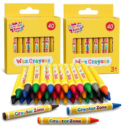 Creator Zone 80pk Wax Crayons for Kids - Toddler Crayons, Crayon for Party Bags Fillers, Arts & Crafts, Scrapbooking, Card Making, Perfect for Gifting, School Projects, Group Activities, Easy to Carry