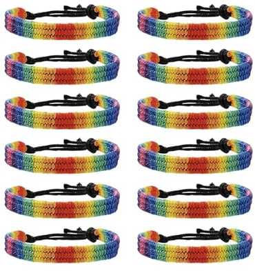 Handgefertigtes Freundschaftsarmband, verstellbar, gewebt, bunt, geflochtenes Armband, Handgelenk für Mädchen, Jungen, Herren, Damen, Handgelenk- und Knöchelringe, 12 Stück