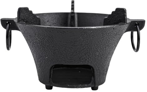 Poêle à charbon en fonte avec base épaisse pour une répartition homogène de la chaleur, table de cuisson coréenne et barbecue japonais pour cuisine en plein air, camping ou (19,5 cm)