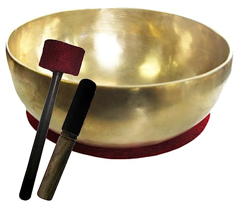 Therapieklangschale ca. 8000g (8 Kg) Klangschale Handarbeit (Nepal) 4-tlg. Klangmassage-Set THERAPIE KLANGSCHALE 38-42cm + Kissen + Reibeklöppel + Filz-Therapieklöppel. 70220-13