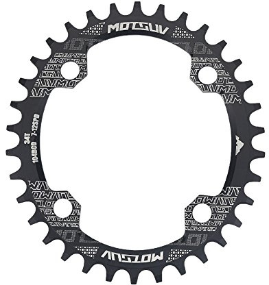 Tbest Kettenblatt 32 Zähne 104Mm, Kettenblatt 32T/34T/38T Einzel Kettenblatt Schm Breite Kettenblatt Bcd 104Mm,Fahrrad Oval Aumlegierung Kettenblatt Für Bcd 104Mm Singl Bike(34T-Disque Elliptue)