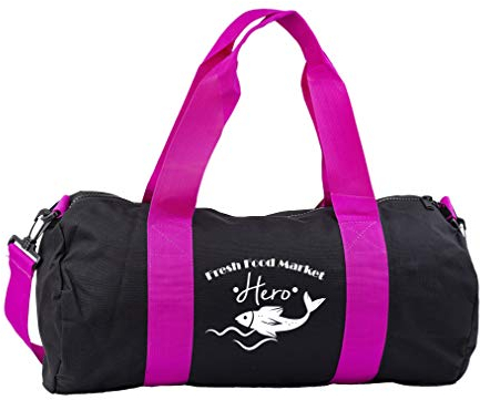 Hippowarehouse Fresh Food Market Hero Fishmonger Gymwear Gym Duffle Cylinder Uniform Kit Bag 50 x 25 x 25cm 20 litres