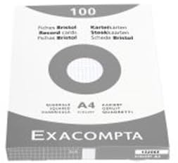 EXACOMPTA Karteikarte, kariert, A4, Karton, 205 g/m², weiß (100 Stück), Sie erhalten 1 Packung á 100 Stück