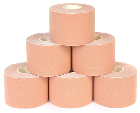 Tape Kinesiologico SPORTHERAPY: Allevia Contratture e Tensioni Muscolari - 90% Cotone, Non Contiene lattice - Certificato Dispositivo Medico | 5CM X 5M (Naturale 6PZ)