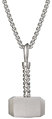 Marvel Collar para Hombres Martillo Thor 22'' Acero Inoxidable