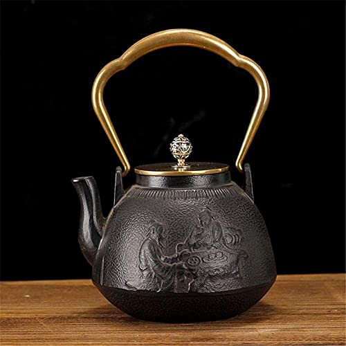 SGSG Tetera de Hierro Fundido, Tetera Japonesa de Hierro Fundido, Juego de té de Kung Fu, Tetera de Hierro Antiguo, Tetera Hecha a Mano, Juego de té, teteras (Hierro Fundido 1300ml)