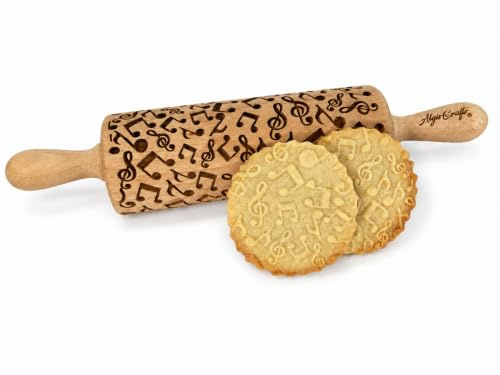 NOTEN Nudelholz. Teigroller mit Musiknoten für DIY Küche, Plätzchen. Gravierte Nudelholz mit Muster von Algis Crafts