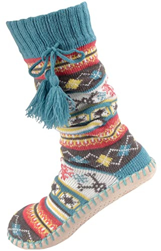BambooMN Dam Chirpysocks toffel, Multi snöflinga, 8/10 UK