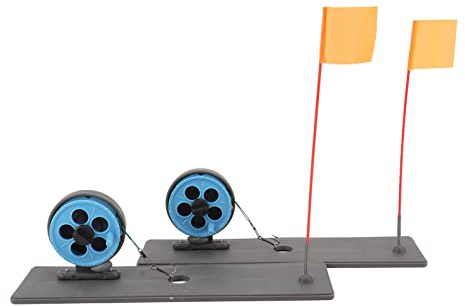 VGEBY Eisangeln-Flaggen-Markierungsstange, 2 Stück, Automatisch Schwimmend, Stabil, Tragbar, Eisangelrute Zum Aufklappen für den Winter