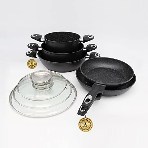 Laguiole - 8-teiliges Antihaft-Set Black Ston®, Induktion