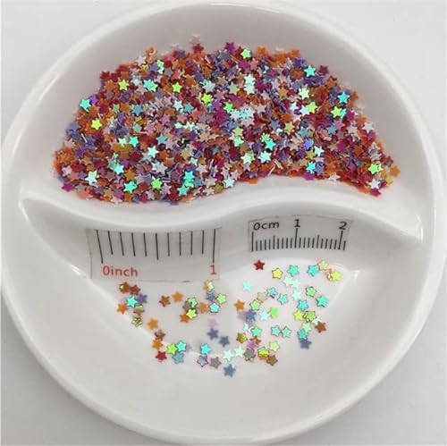 20 g 3 mm Stern PVC lose Pailletten Glitzerpailletten für Nail Art Maniküre, Hochzeitskonfetti, Ornamentzubehör, Füllstoff-Oran Pur White Red, 150 g