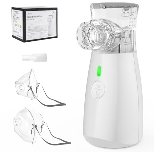 Tragbarer Inhalator Tragbares inhalationsgerät Vernebler tragbar Inhaliergerät für Kinder und Erwachsene USB Wiederaufladbar mit Mundstück und Maske, leise und kompakt, maximal 10ml