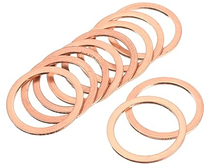 QUARKZMAN Unterlegscheibe Kupfer Flach Dichtring 24x30x1.5mm 10 Stück | Verschraubungen Wasser Kraftstoff Kupferton