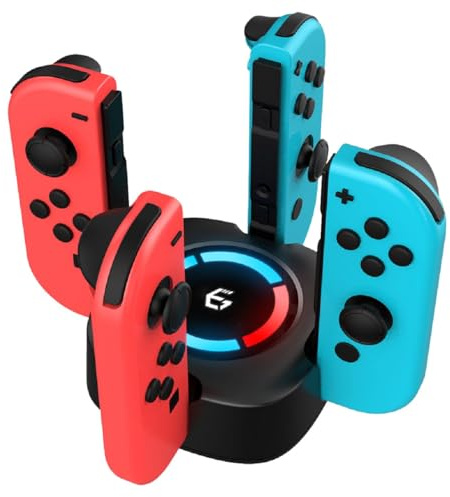 EgoGear - Station de charge premium adaptée à 4 manettes Switch Joy-Con - USB-C - Noir