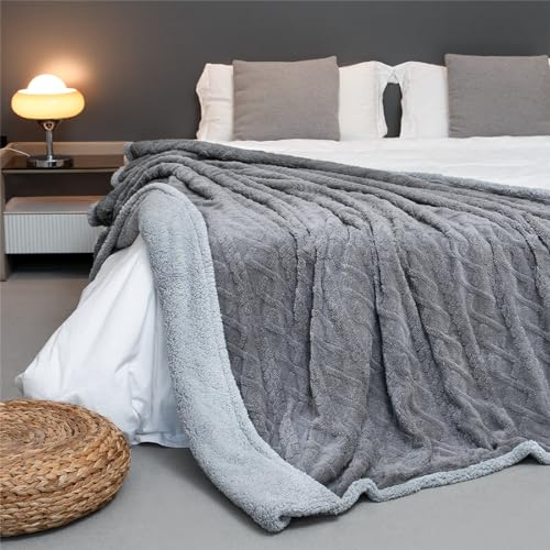 Paco Home Kuscheldecke Flauschig Decke Sofa Sherpa Sofaüberwurf Couchdecke Wohndecke Wohnzimmerdecke Wendbar Skandi, Farbe:Anthrazit 2, Größe:150x200cm