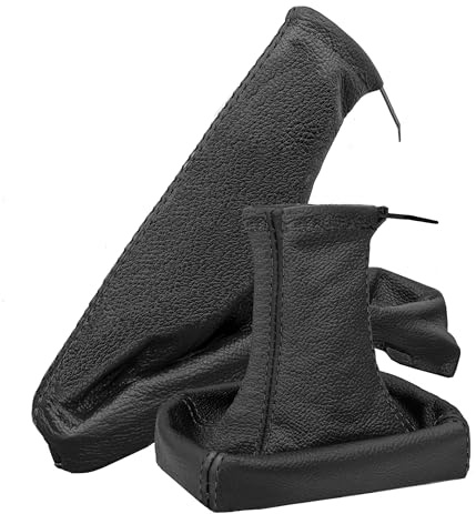 Schaltsack für Opel Astra G Set mit Handbremsmanschette - Bj. 1998-2005 - Schwarz - Schaltmanschette Manschette für Schaltung & Handbremse Handbremssack - Abdeckung aus Echtleder - A099-10