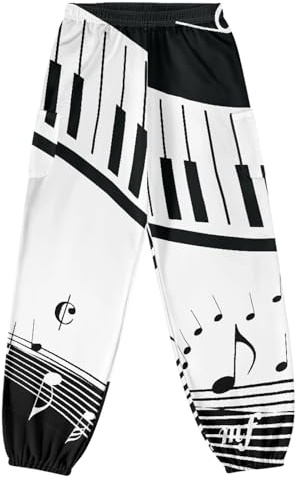 FUSURIRE Misical Note Piano Key Print Harem Pants Women Wide Leg Yoga Pants Active Leggings for Ladies Breathable Hippie Pants Plus Size Kung Fu Pants