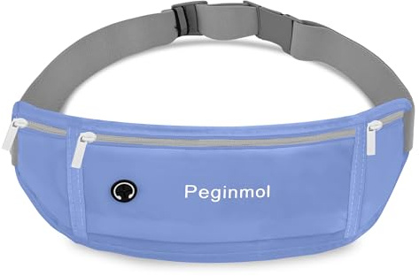 PEGINMOL Laufgürtel für Handy, Lauftasche Jogging Wasserdicht mit 3 Taschen | Läufer-Hüfttasche für Damen Herren, Großer Kapazität Sportgürtel Verstellbarem Running Belt zum Laufen, Radfahren, Blau