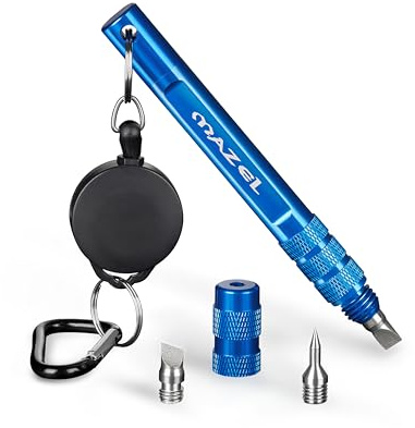 MAZEL 3-in-1 Golfschläger-Rillenschärfer, einziehbare Schnur, 55,9 cm, passend für U-V-Nuten, Aluminium-Golf-Reinigungswerkzeug mit Schnalle für einfacheres Tragen
