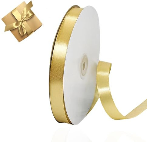 91m Satinband Gold, Schleifenband gold,1.5cm Breit Geschenkband Gold, Satinband Gelb für Weihnachten, Hochzeit, Taufe Und Geburtstag Geschenke