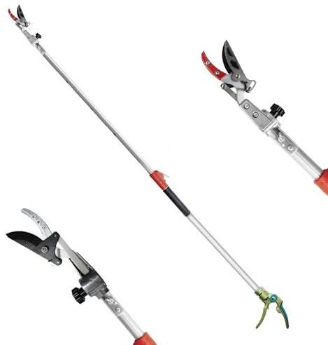 GARTOL Tree Pruner,160-250cm Tree loppers Long Reach Telescopic- Lightweight & Strong, Fruit Picker with Rotating Blade Head, Lightweight Aluminum Extendable Handle for Tree Branch Cutter