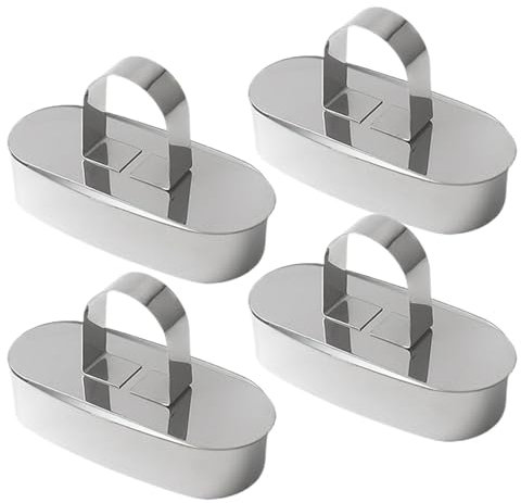 Juego de anillos de postre, 4 anillos de acero duraderos, moldes de alimentos, anillos para hornear para mousse, pasteles, pasteles con herramienta de prensa de alimentos para proyectos culinarios