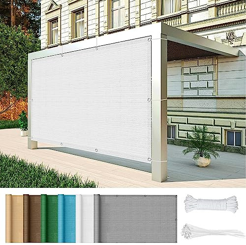 P - Vela bianca da 0,8 x 3,6 m, per giardino, patio, in HDPE, blocchi di materiale traspirante, 95% UV, ideale per cortile, piscina, prato, attività all'aperto