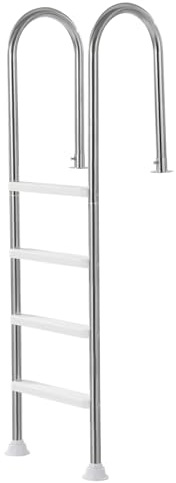 VEVOR Échelle de Piscine en Acier Inoxydable avec 2 Rampes, 4 Marches Antidérapantes, Capacité de Charge 120 kg, pour Piscines Creusées de 137 cm, de Terrasse, Jardin, Maison, Intérieur, Extérieur