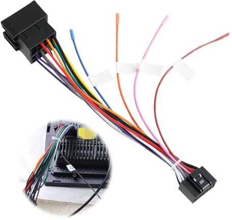 Annlpoy 1PCS Car Radio Adapter Wiring Harness 16 Pin for ISO,autoradio adapter stecker,Universeller Auto Radio Stecker 16 Pin zu ISO Buchse, Kompatibel mit VW, BMW, Ford, Auto Radio Adapter mit Lenkra