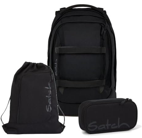 Satch Pack Schulrucksack Set 3tlg. inkl. Schlamperbox und Sportbeutel (Blackjack)