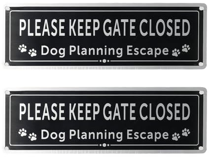 Xgvzs 2PCS Please Close The Gate Sign Dog Garden Puppy Signs Brushed Aluminium 3.5 x 9.8 Inches for Pet Park Fence Villa Courtyard Door