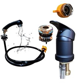 Black Orginal Hair Salon wash Basin Mixer taps with Hairdressing Shower Head Shampoo Bowl Sprayer Hairdressing Salon Basin Showerhead Sink Tap Mixertap(Tool Free Installation Save Plumber Cost)