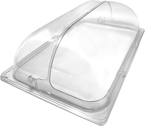 Roll Top Chafing Dish Covers Half Size Clear Bakery Pan Plastic Food Display Cover Dessert Cake Cover Dustproof Lid For Cake Cupcake Exhibition, Transparent, 6