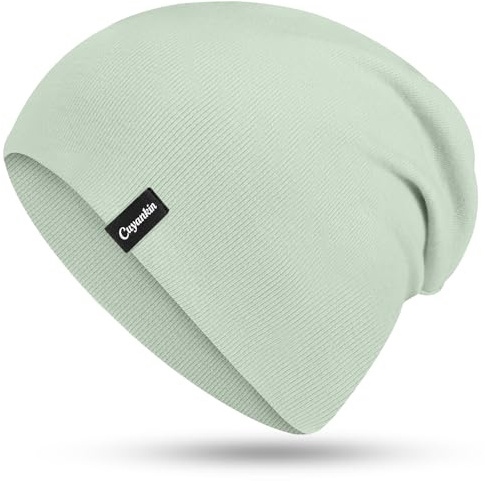 Cuyankin Mütze Damen Herren, Slouch Beanie Mütze aus Baumwolle, Leicht & Atmungsaktiv Dünne Mütze, Weich Doppellagig Longbeanie Perfekt für alle Jahreszeiten