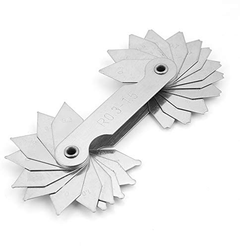 Generic 4 Calibri di Raggio con Due Tipi di Foglie, Calibri di Raccordo di Raggio in Acciaio Inossidabile Strumento di Misurazione in Diverse Forme e Dimensioni per Macchinisti