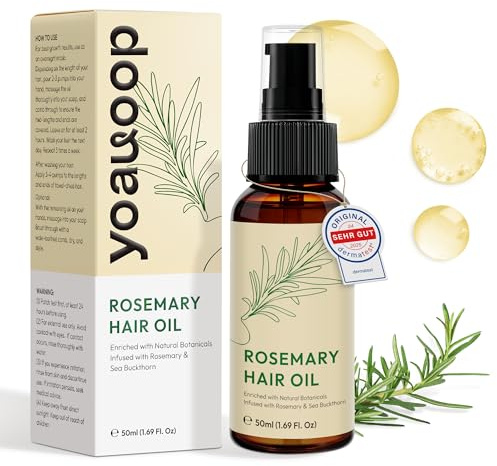 Yoauoop Tri-Fase Aceite de Romero para el Cabello - Fórmula Bio-Activa Fortalece Raíces, Reduce la Grasa - No Graso, Probado en Laboratorio para Mejorar Densidad y Longitud, 100% Natural Vegano, 50ml