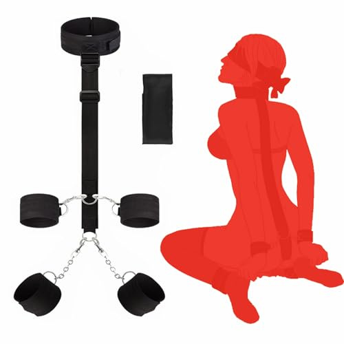 OHZOEUSO Bdsm Sex Bondage Kit Straps Blindfolds Cuffs Spreader Thigh Bed Restraints for Ankles and Wrist Bar Women Sex Furry Fuzzy Handcuffs Hand Cuff Set for Adults Grownups Bedroom Bracelets Sweater