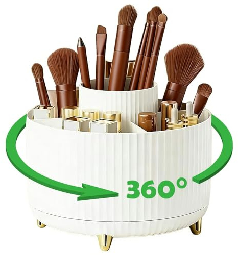 xoqoiuo 360° Rotating Makeup Organiser, Make Up Organiser Makeup Brush Holder Make Up Brush Holder Cosmetics Organisers Skin Care Organisers With 5 Compartments for Perfumes Skincare Cosmetic