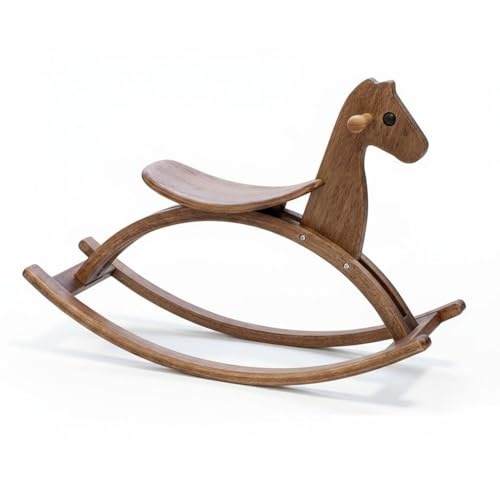 predolo Caballo Balancín de Madera Seguro Antivuelco Caballito Mecedor de Madera Bordes Redondeados Mecedora Infantil para Interior, Walnut