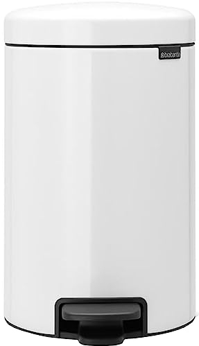Brabantia Pedal Bin Newicon Pattumiera a Pedale, Secchio Interno in Plastica, Bianco, 12 lt