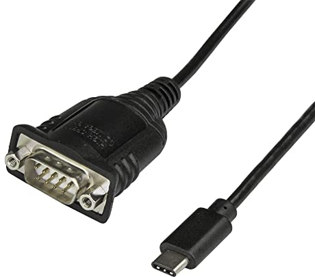 StarTech Cable USB-C a Serie DB9 RS232 40cm Retención COM (ICUSB232PROC) | Adaptador USB-C a serie, Para PLC escáneres impresoras, Negro