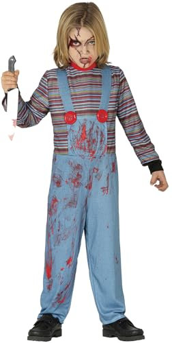FIESTAS GUIRCA | Disfraz de Muñeca Poseída Infantil (7-9 años) - Mono - Disfraces de Terror para Halloween, Carnaval y Fiestas - Ideal para Niños - Azul y Multicolor