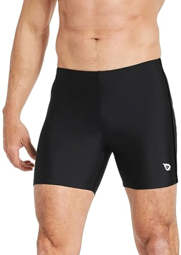 baleaf Men's Swim Jammers Athletic Swimwear Brief Swimsuit Swimming Shorts Compression Quick Dry UPF 50+ Black Black S