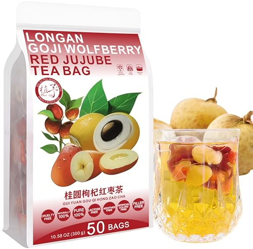 Plant Gift Longan Goji Wolfberry Tea Bags 10.58oz (6g*50bags) Chine pure nature, mélange de santé thé, mélange de thé Floral 300g 桂圆枸杞茶