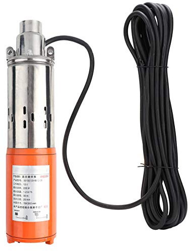 Liukouu Industrial Submersible Water Pump, Cast Steel & Stainless Steel, 1'' 12V-0.8m³-35m, Silver & Orange, Suitable for Ships, Fishing Boats, Fish Pool, Agricultural Irrigation