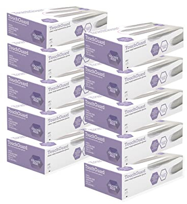 TouchGuard - Guantes de vinilo transparentes desechables sin polvos, caja de 10*100 unidades, medianos